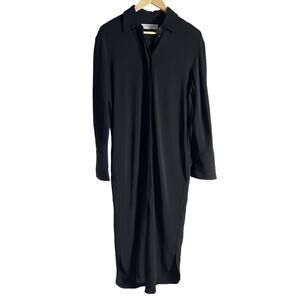 MM LaFleur Black Long Sleeve Collared Button Front Shirt Midi Dress Size 4
